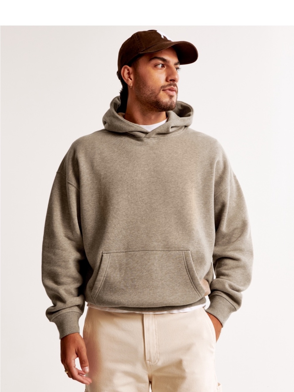 Men's Oversized Hoodie Sweatshirt - Taupe